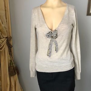 Alexander Maqueen Cashmere Gray Sweater w/crystals